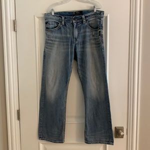 Men’s light wash silver jeans
